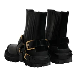 Stivaletti Neri in Pelle con Fibbia