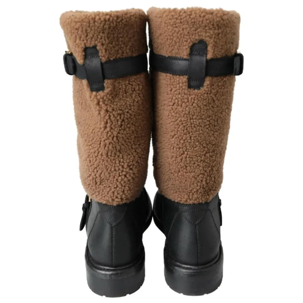 Stivali Lunghi in Pelle Shearling di Lusso