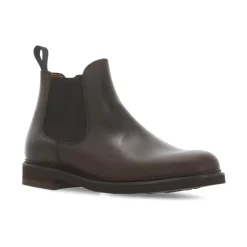 Stivali Uomo in Pelle Marrone con Inserto in Tessuto
