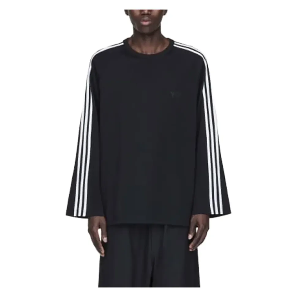 3-Stripes Maglia a Maniche Lunghe Nera Design Minimalista