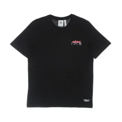 Tee nero con collo a giro e stampa logo