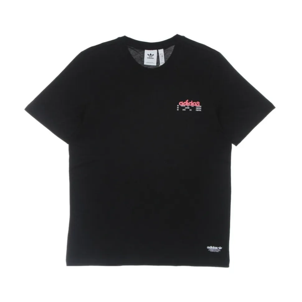 Tee nero con collo a giro e stampa logo