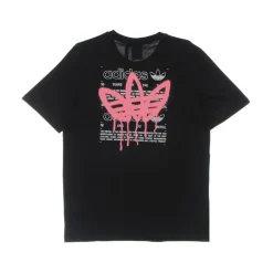 Tee nero con collo a giro e stampa logo