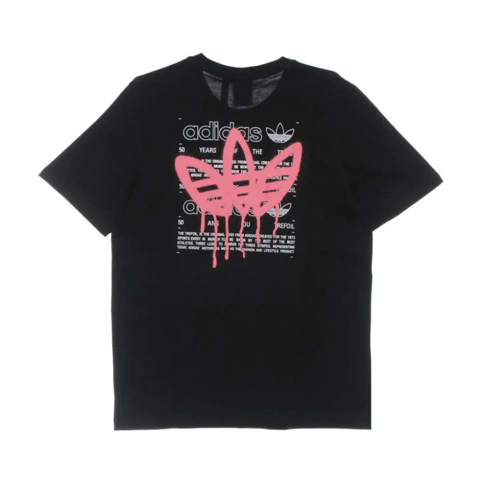 Tee nero con collo a giro e stampa logo