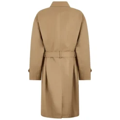 Trench coat beige imbottito con cintura