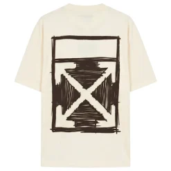 T-shirt comoda color crema con grafica minimalista