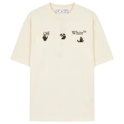 T-shirt comoda color crema con grafica minimalista