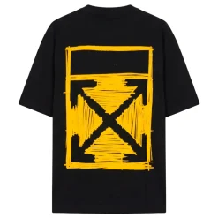 T-Shirt con Firma Sottile Bordata a Maniche Corte