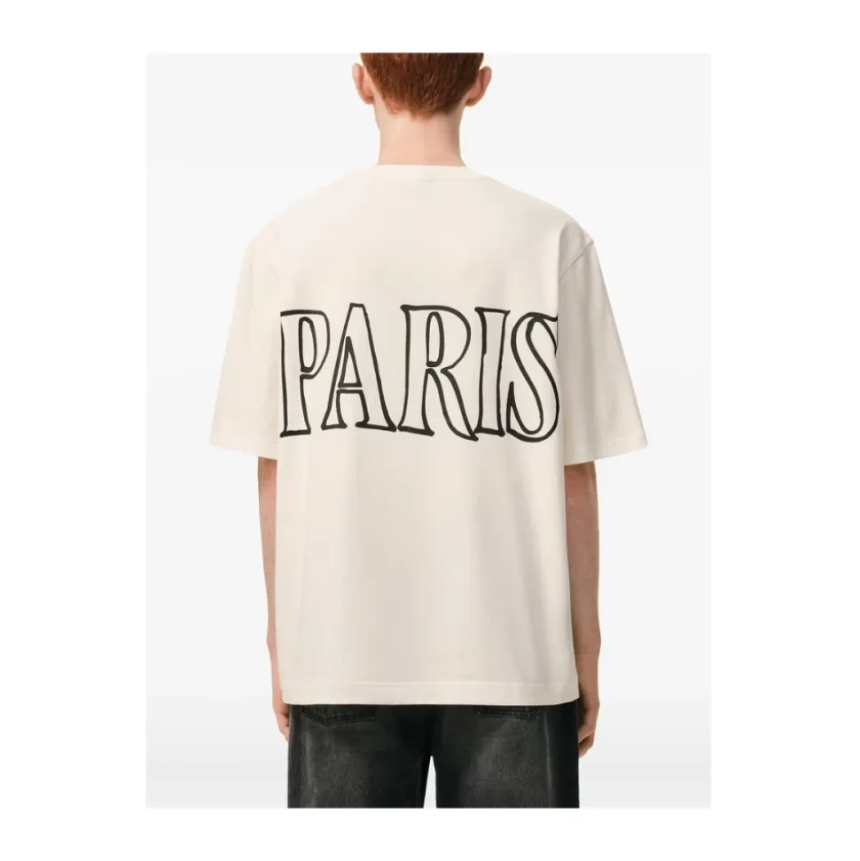 T-shirt Girocollo con Stampa Davanti e Dietro
