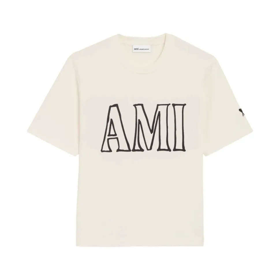 T-shirt Girocollo con Stampa Davanti e Dietro