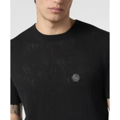 T-shirt Girocollo Monogramma Traforato