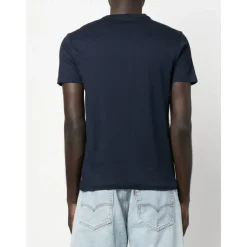 T-shirt in cotone blu navy con logo ricamato