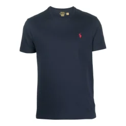 T-shirt in cotone blu navy con logo ricamato
