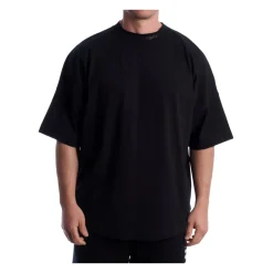 T-Shirt Oversize con Logo Glitterato e Collo alla Coreana