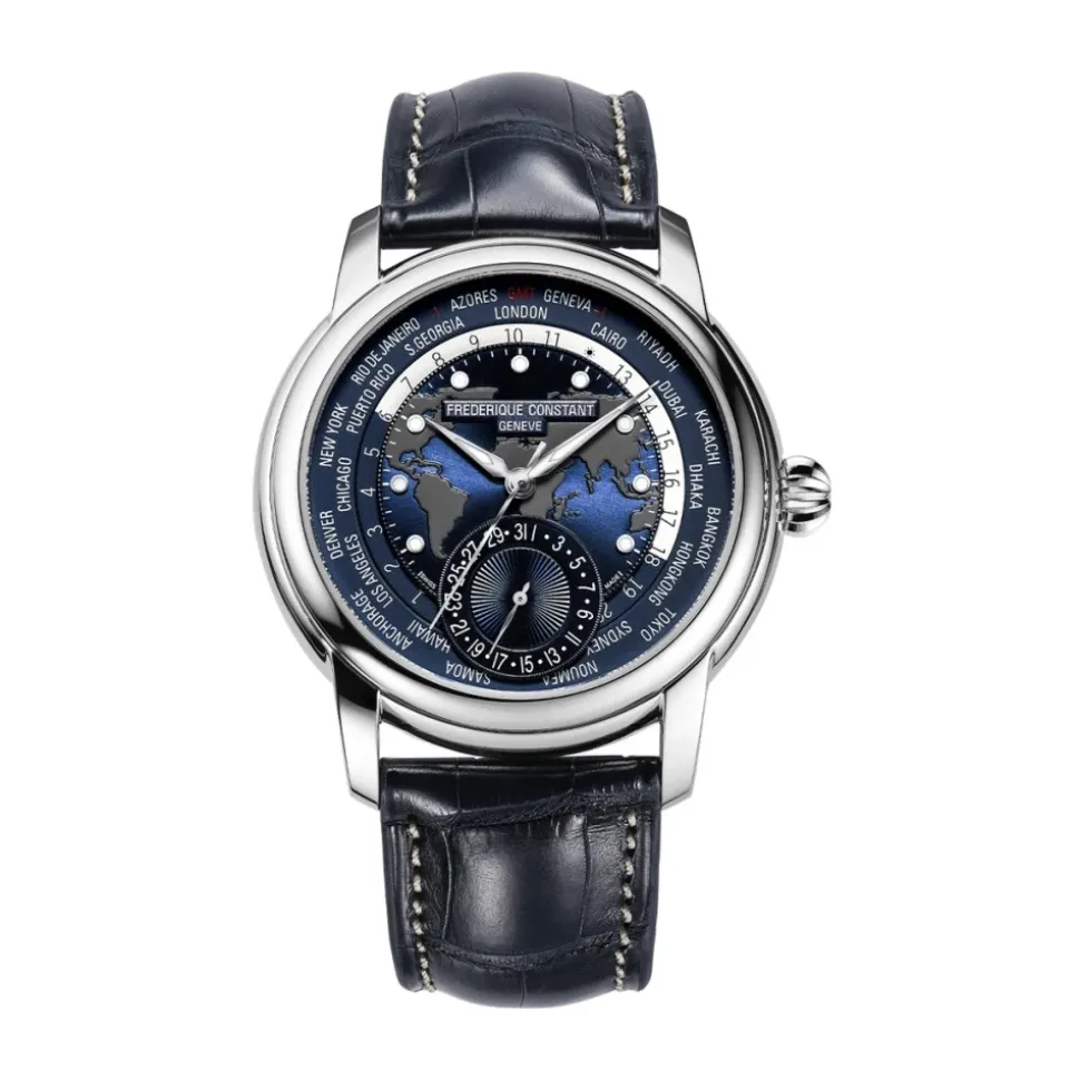 UOMO - FC -718NWM4H6 - Produzione di WorldTimer 42mm GMT in pelle