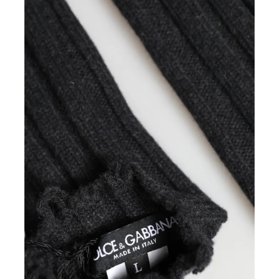 Virgin Wool Knitted Fingerless Gloves