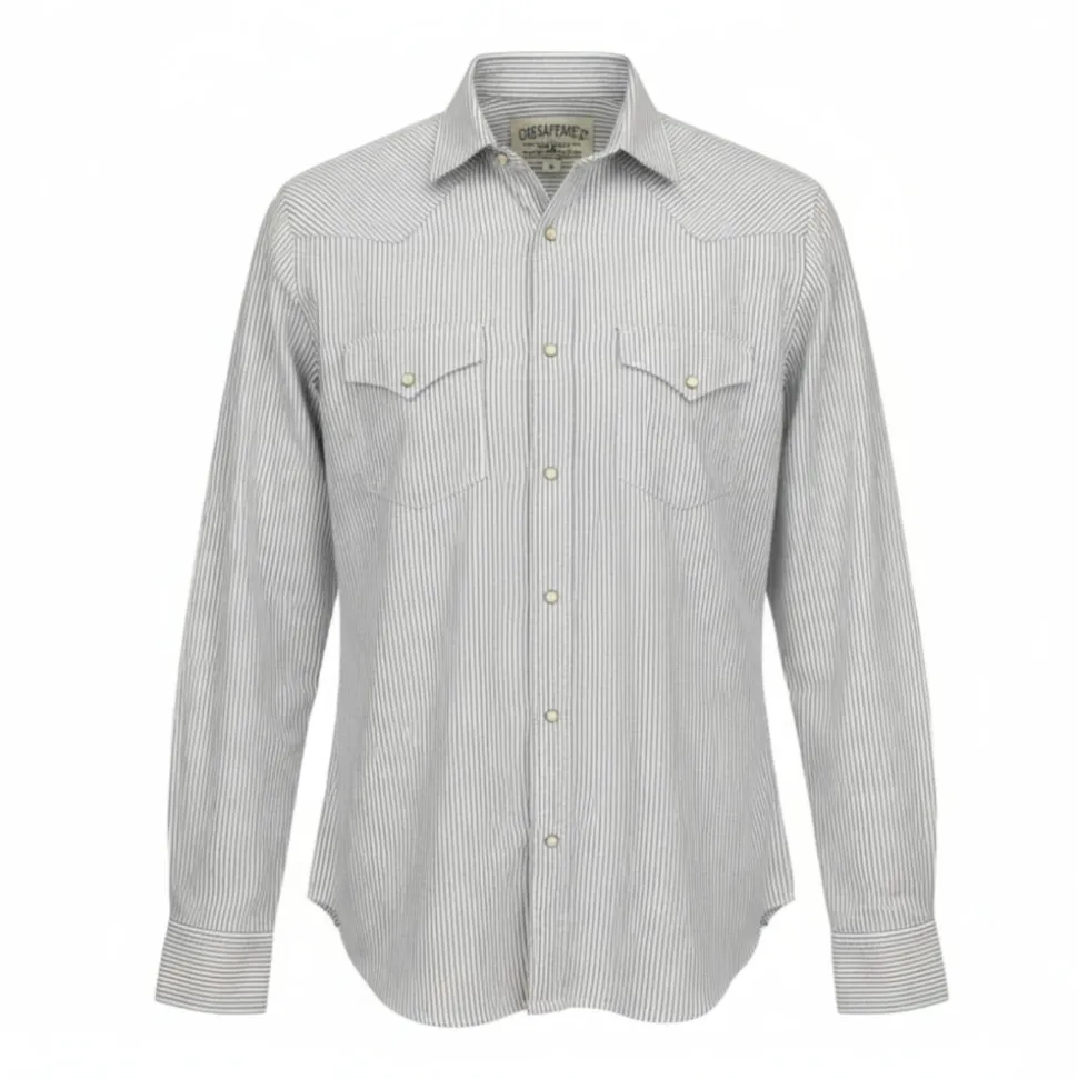 WESTERN OXFORD SHIRT FLAGSTAFF STRIPED SKY BLU-BIANCO