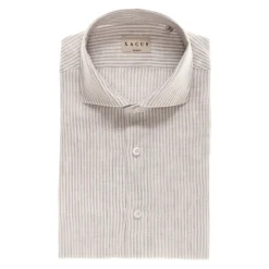 XACUS Camicia Uomo Puro Lino 41212005 Rigata Colore Sabbia