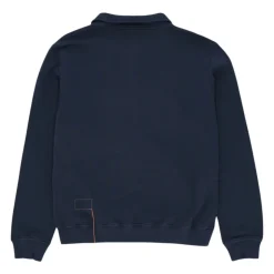Yale Felpa in Jersey Garzato con Colletto e Zip Navy