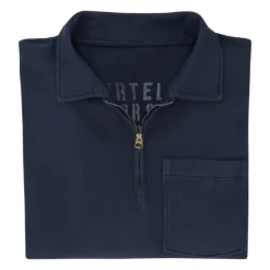Yale Felpa in Jersey Garzato con Colletto e Zip Navy